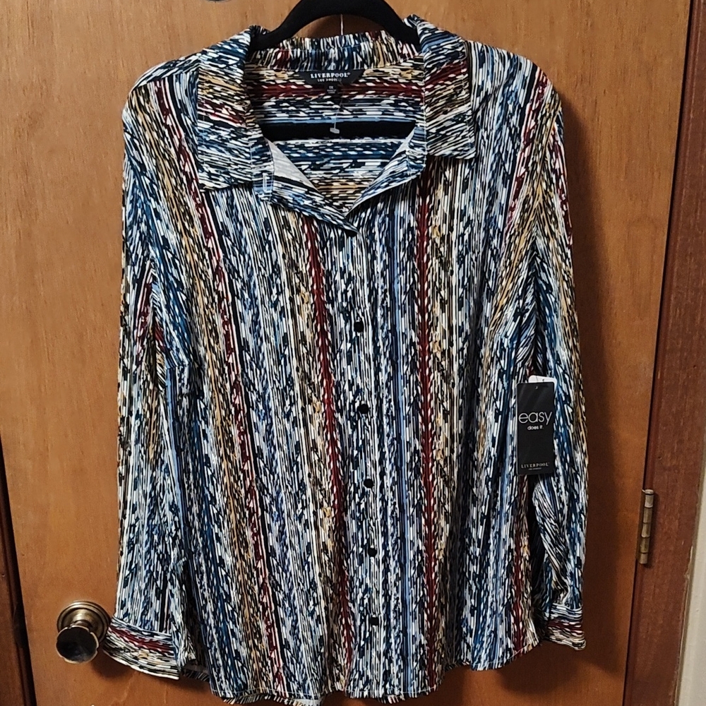 Liverpool brand. Easy Spirit Multicolor Striped Blouse